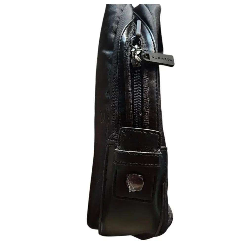 Versace Laptop Briefcase Black Computer Bag Zip Closure with Inner Pockets